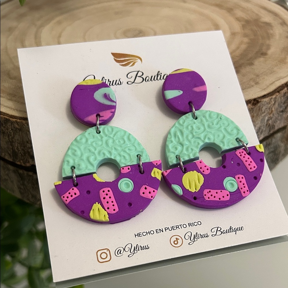 Purple and Mint Earrings